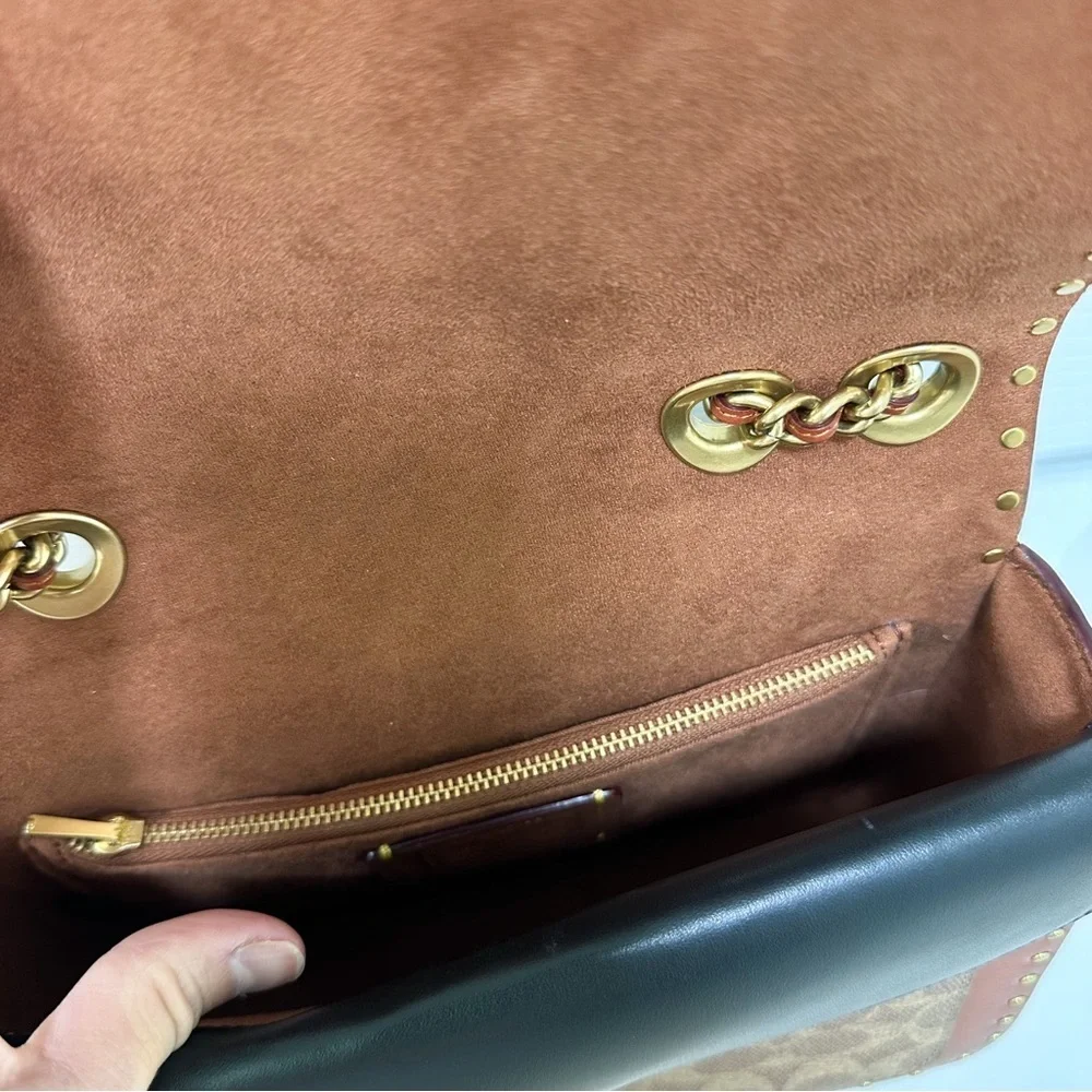 SOLD Coach Madison Shoulder Bag Refined Calf Leather Canvas & Snakeskin - Picture 12 of 13